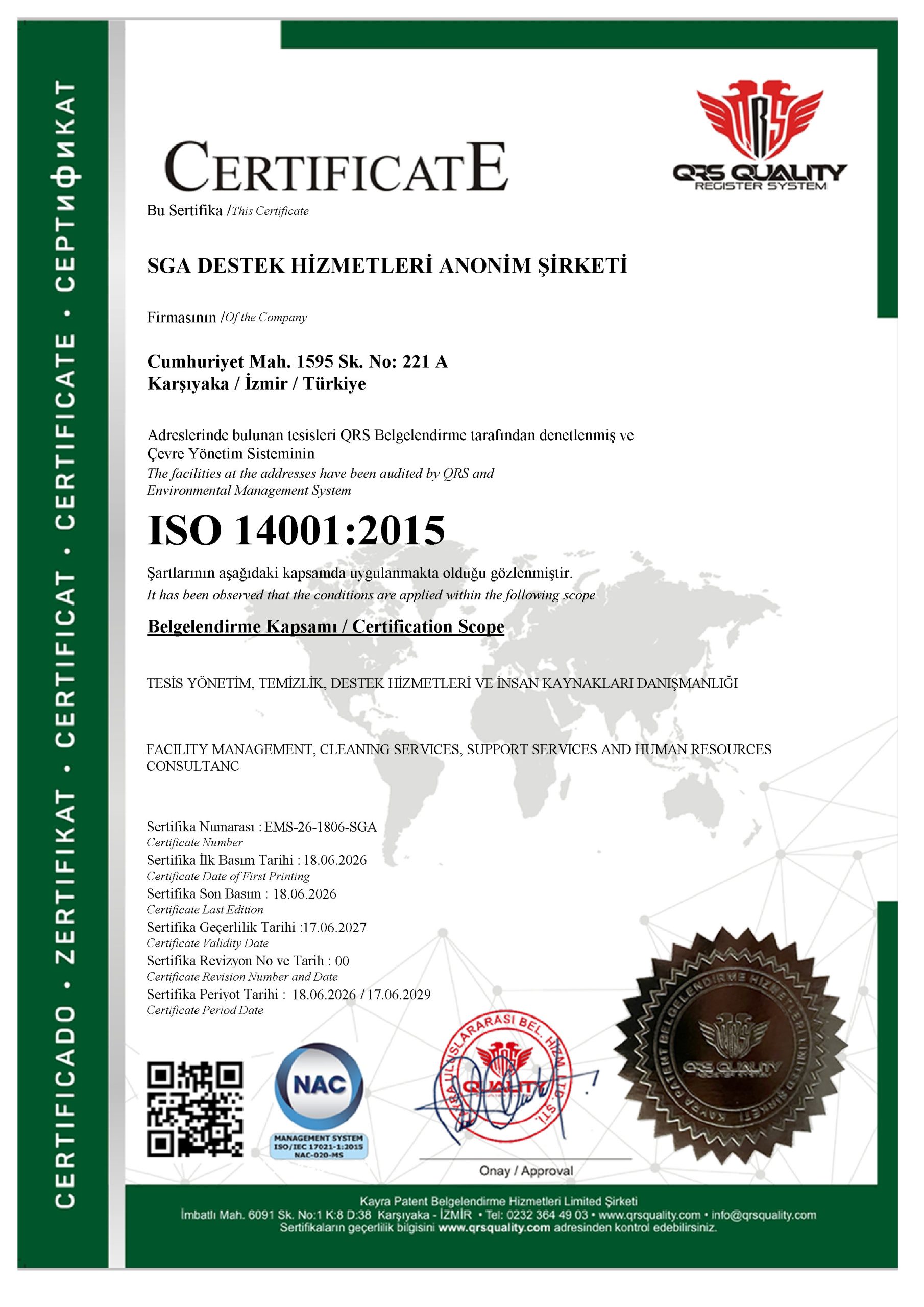 SGA Destek ISO 14001:2015