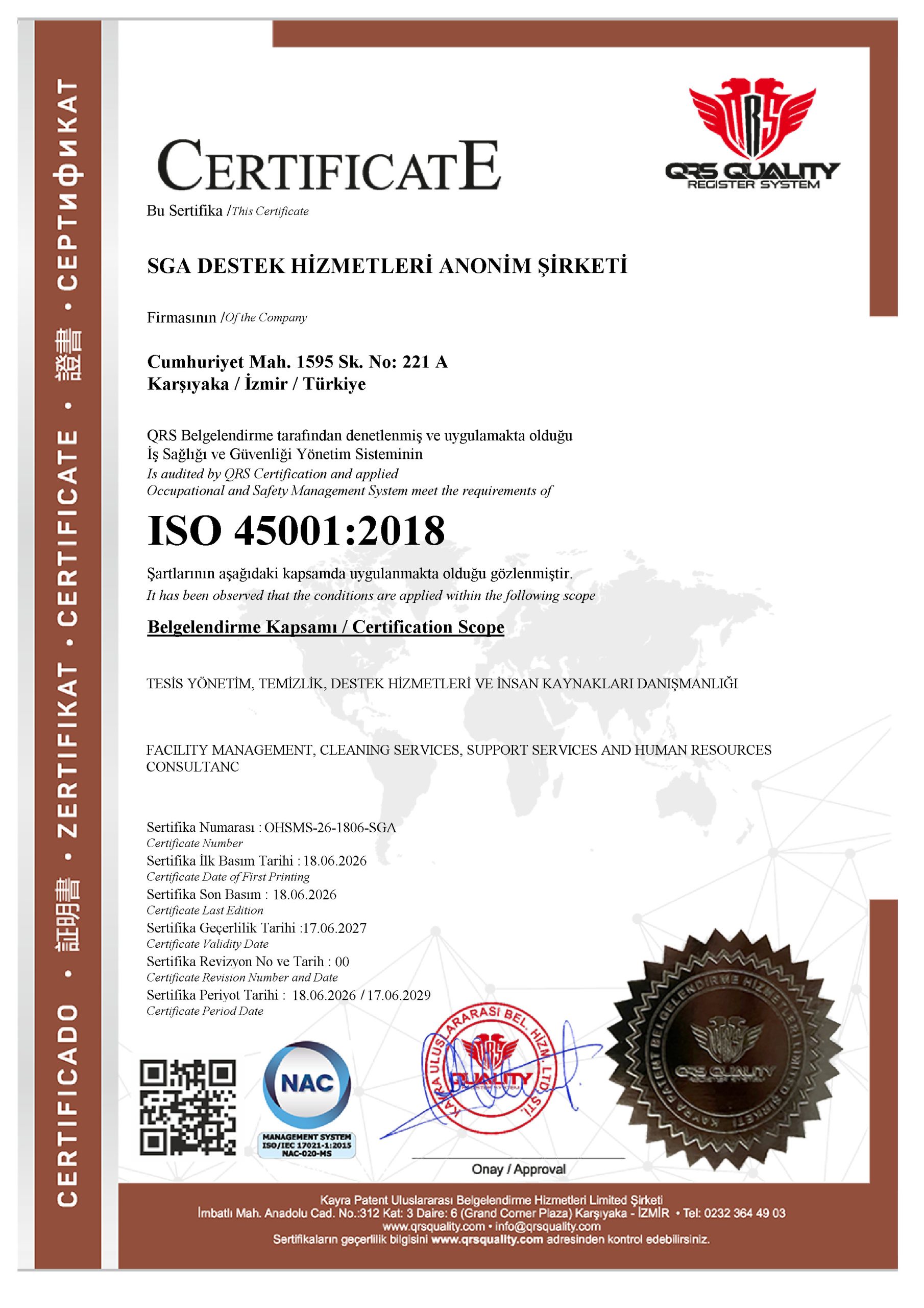 SGA Destek ISO 45001:2018