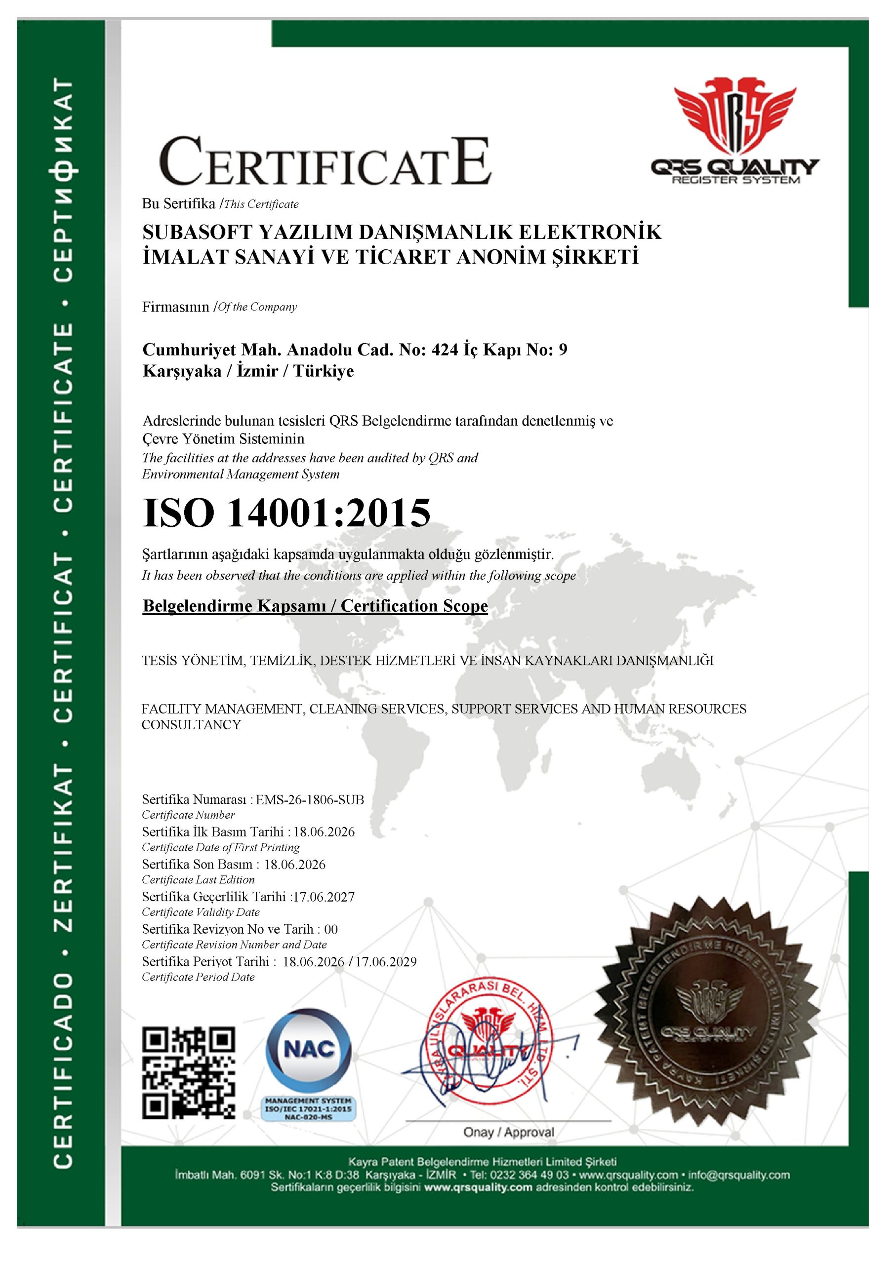 Subasoft ISO 14001:2015