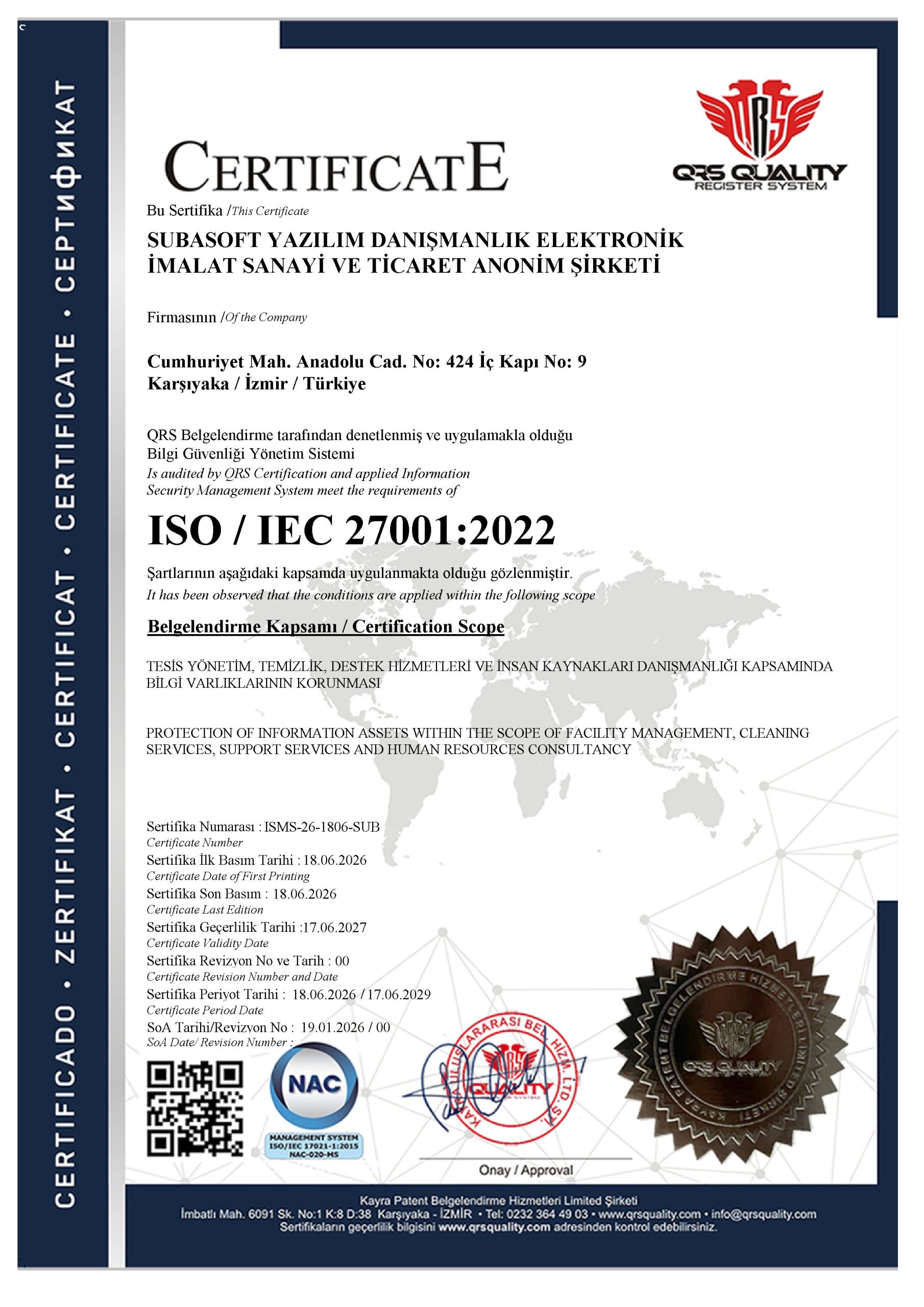 Subasoft ISO/IEC 27001:2022